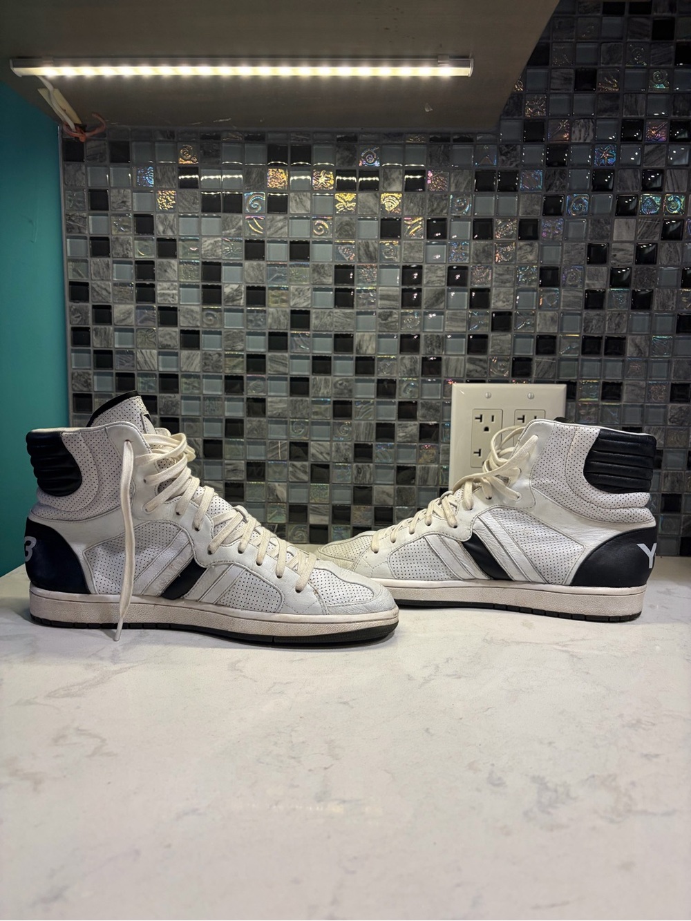 Adidas Y-3 Size 10.5 Courtside High-Top Sneakers, designed by Yohji Yamamoto